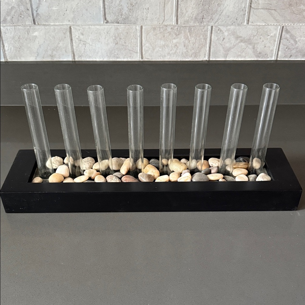 Vintage Glass Test Tube Vase with Black Base